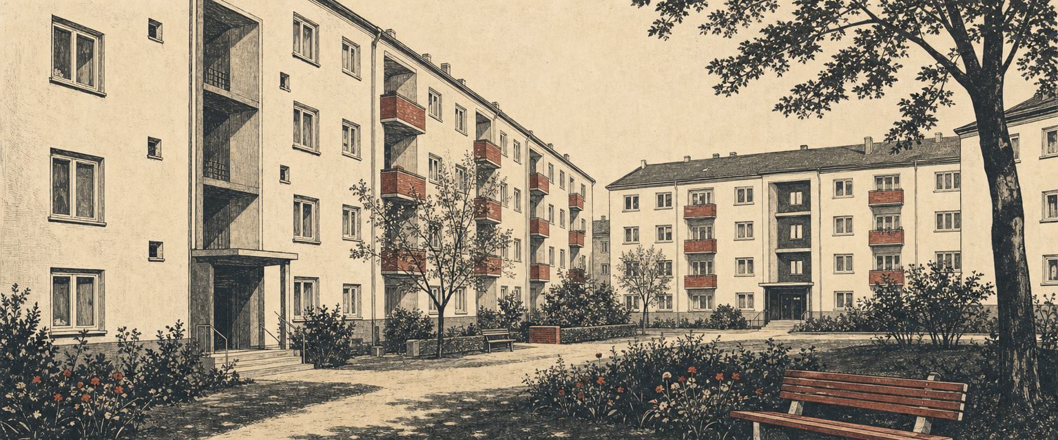 Sozialwohnungsblock in Deutschland — WBS-zugängliche geförderte Mietwohnungen