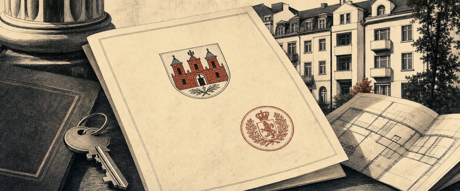 Wohnberechtigungsschein Dokument mit offiziellem Stempel — WBS beantragen in Deutschland